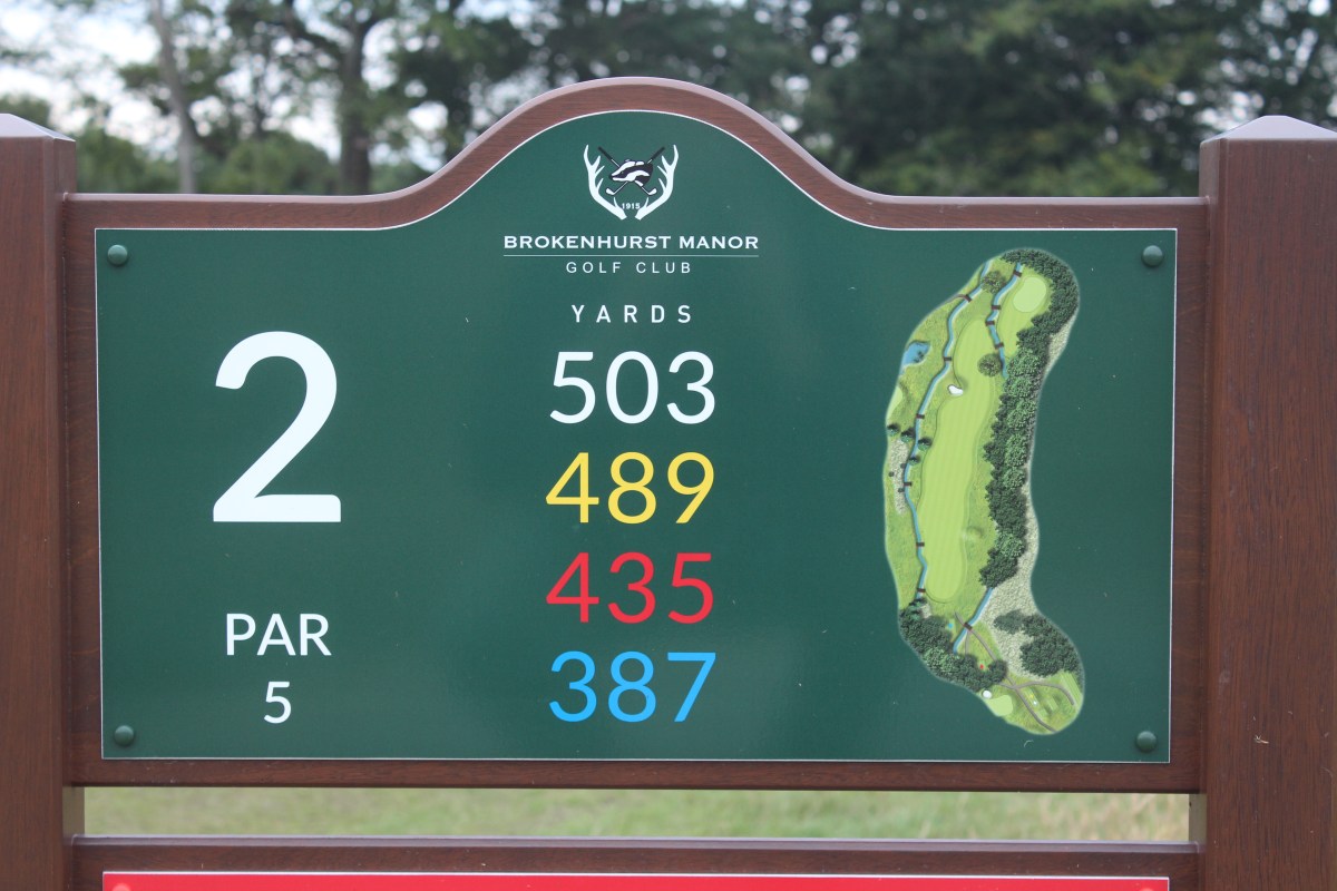 2nd Hole BrokenhurstGC Staked Trees Golf Rules Guru